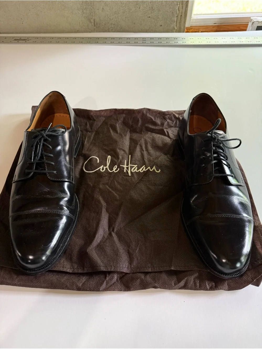 Cole Haan Men's Black Leather Cap Toe Derby Dress Shoes size 13